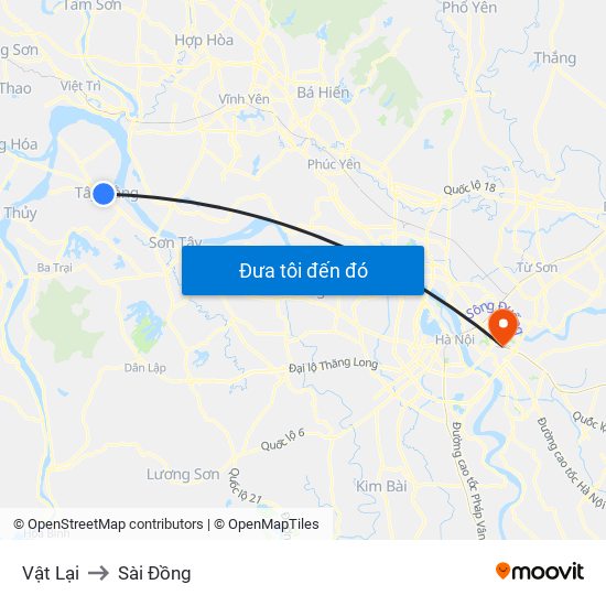 Vật Lại to Sài Đồng map