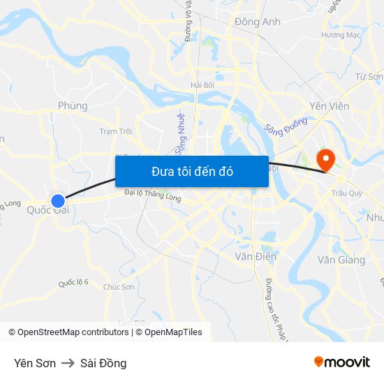 Yên Sơn to Sài Đồng map