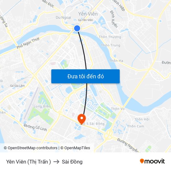 Yên Viên (Thị Trấn ) to Sài Đồng map