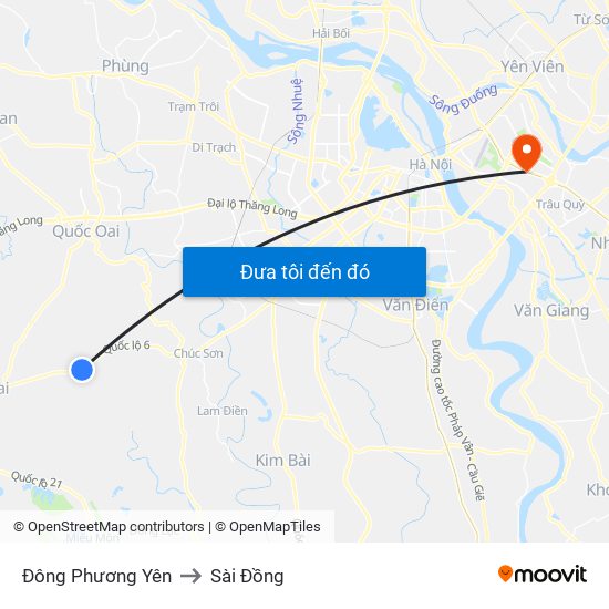 Đông Phương Yên to Sài Đồng map