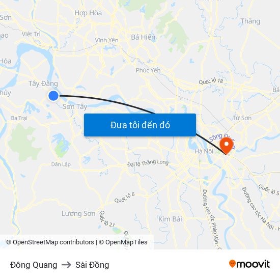 Đông Quang to Sài Đồng map