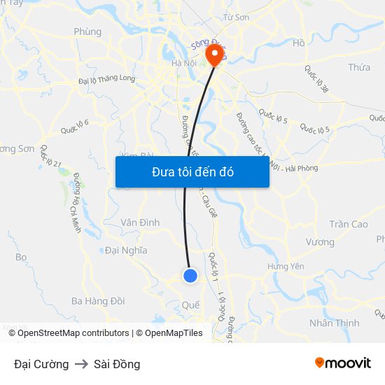 Đại Cường to Sài Đồng map