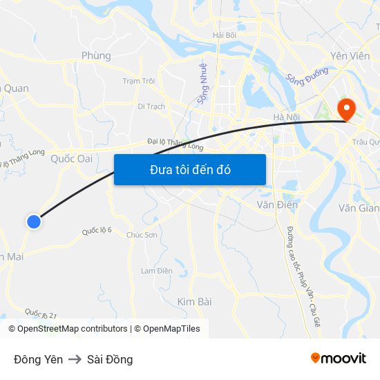 Đông Yên to Sài Đồng map