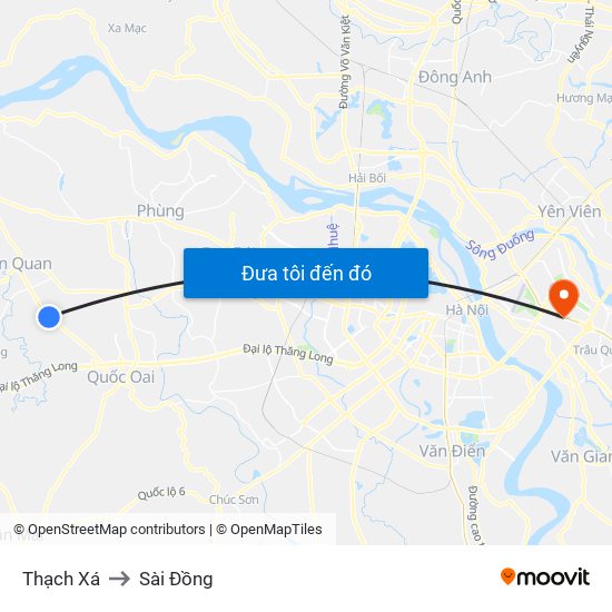Thạch Xá to Sài Đồng map