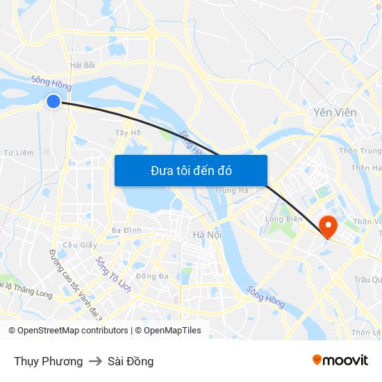 Thụy Phương to Sài Đồng map