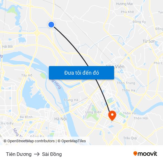 Tiên Dương to Sài Đồng map