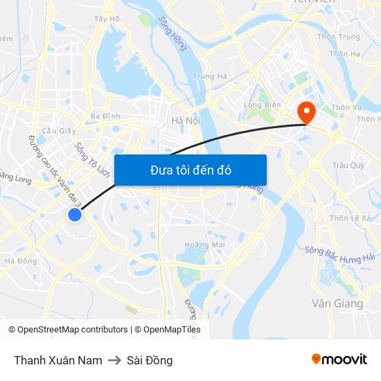 Thanh Xuân Nam to Sài Đồng map