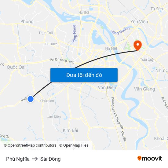Phú Nghĩa to Sài Đồng map
