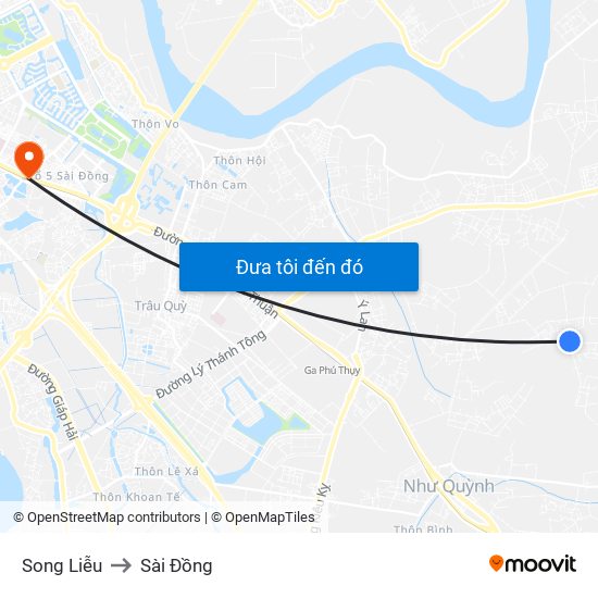 Song Liễu to Sài Đồng map
