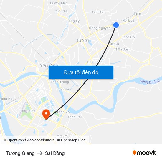 Tương Giang to Sài Đồng map