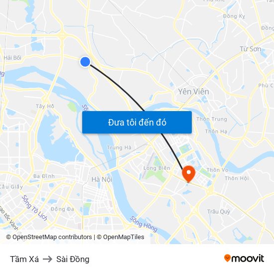 Tầm Xá to Sài Đồng map