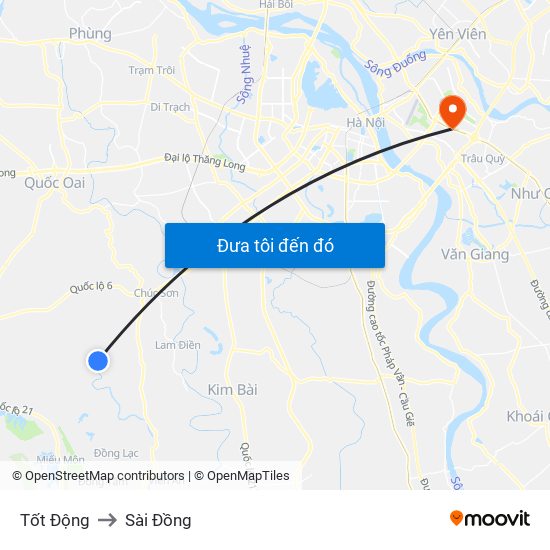 Tốt Động to Sài Đồng map