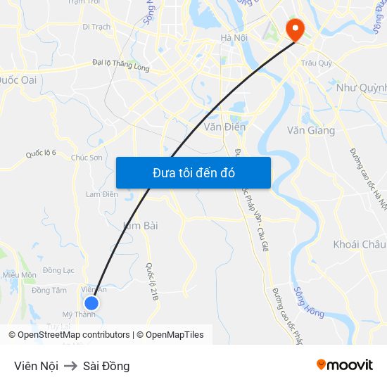 Viên Nội to Sài Đồng map