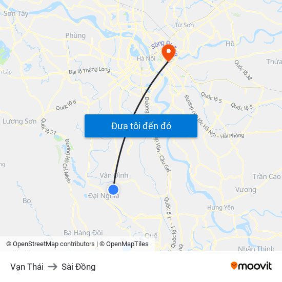 Vạn Thái to Sài Đồng map