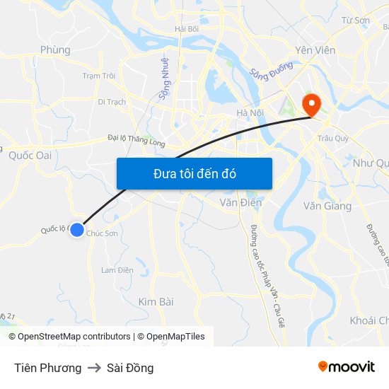 Tiên Phương to Sài Đồng map