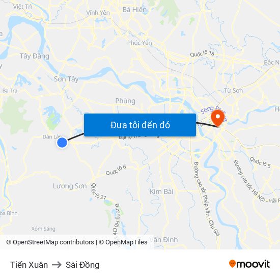 Tiến Xuân to Sài Đồng map