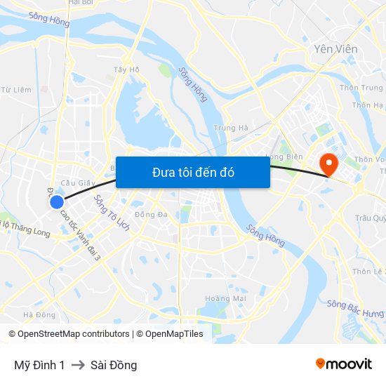 Mỹ Đình 1 to Sài Đồng map