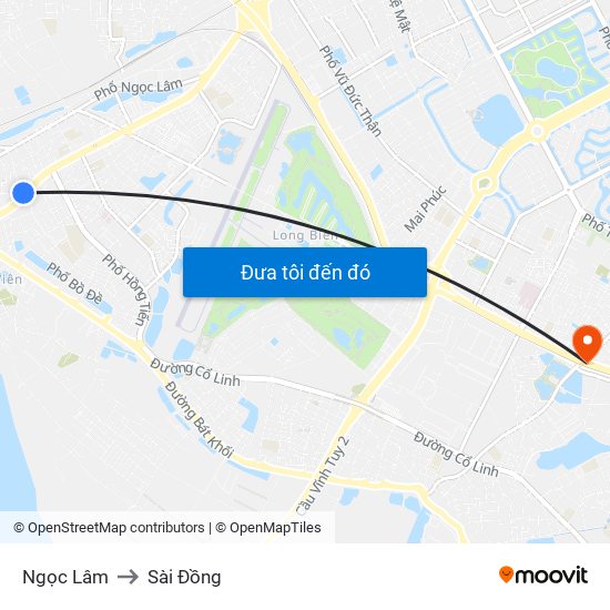 Ngọc Lâm to Sài Đồng map