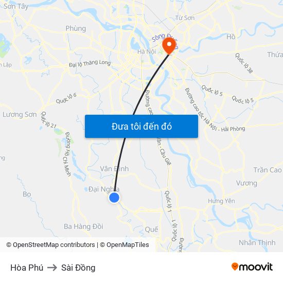 Hòa Phú to Sài Đồng map