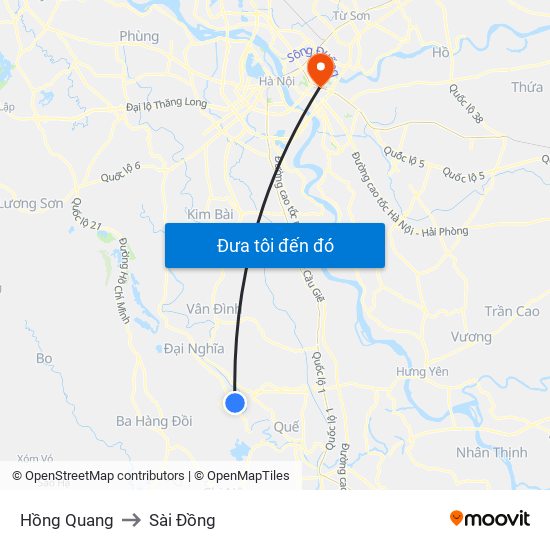 Hồng Quang to Sài Đồng map