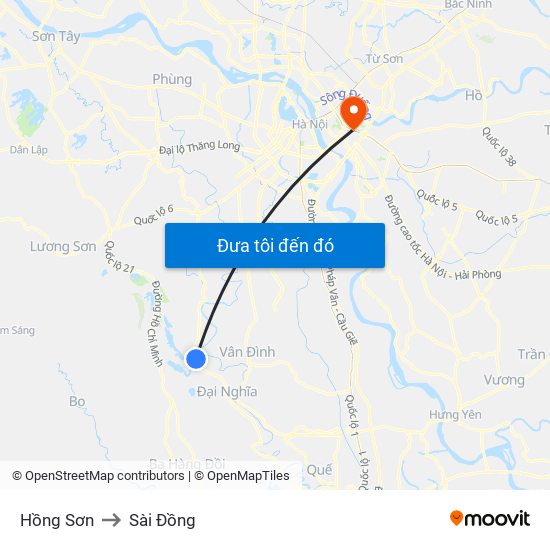 Hồng Sơn to Sài Đồng map