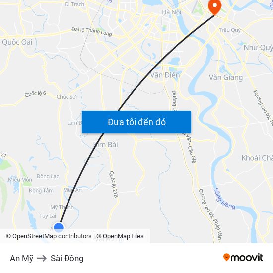 An Mỹ to Sài Đồng map