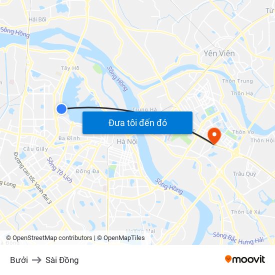 Bưởi to Sài Đồng map