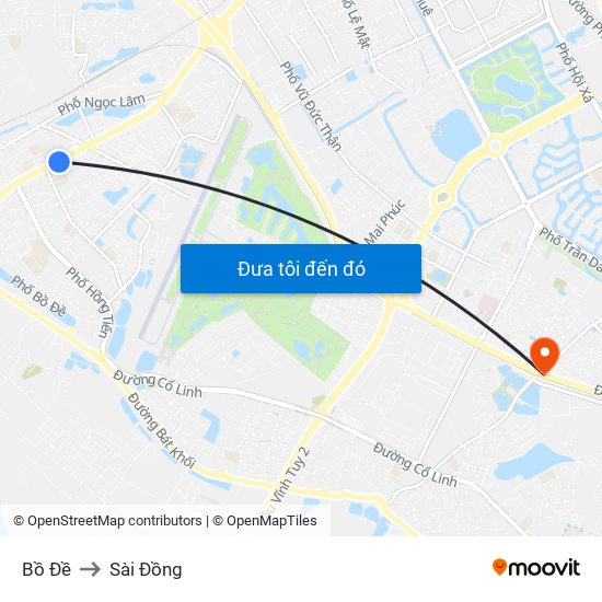 Bồ Đề to Sài Đồng map