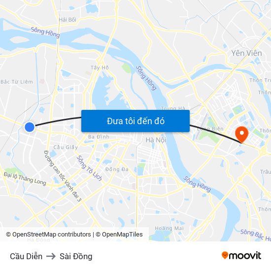 Cầu Diễn to Sài Đồng map