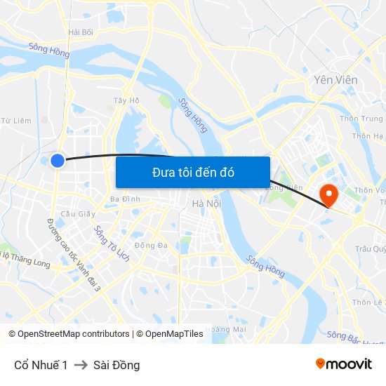 Cổ Nhuế 1 to Sài Đồng map