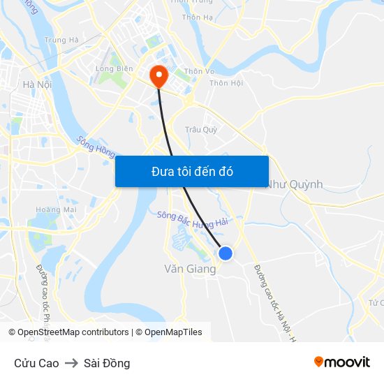 Cửu Cao to Sài Đồng map