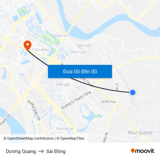 Dương Quang to Sài Đồng map