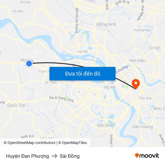 Huyện Đan Phượng to Sài Đồng map