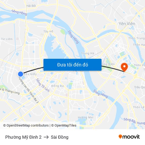 Phường Mỹ Đình 2 to Sài Đồng map