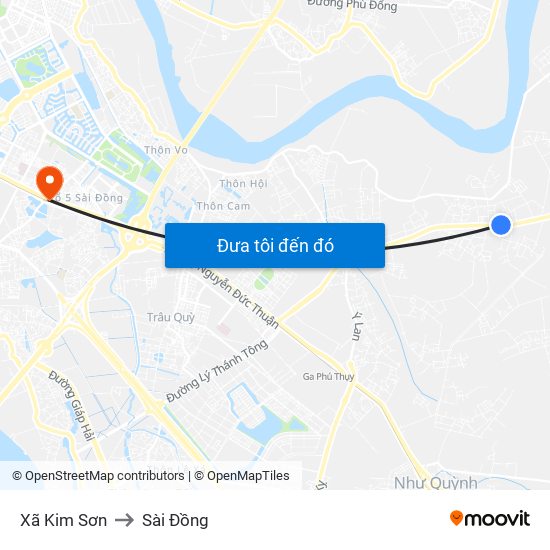 Xã Kim Sơn to Sài Đồng map