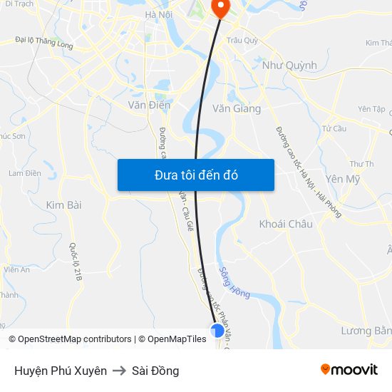 Huyện Phú Xuyên to Sài Đồng map