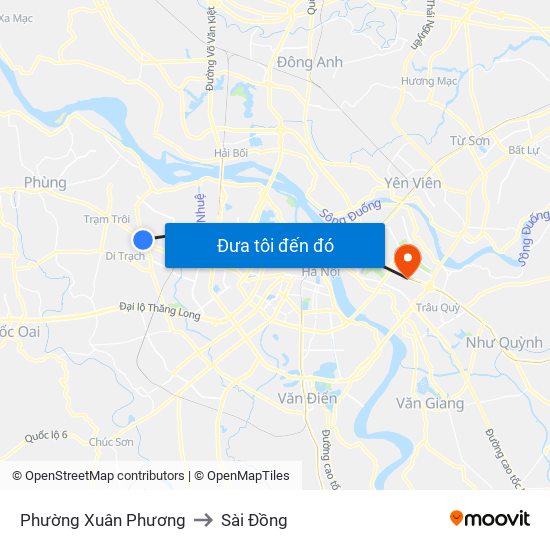 Phường Xuân Phương to Sài Đồng map