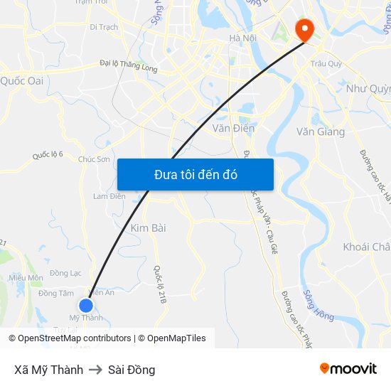 Xã Mỹ Thành to Sài Đồng map