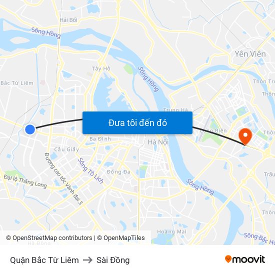 Quận Bắc Từ Liêm to Sài Đồng map