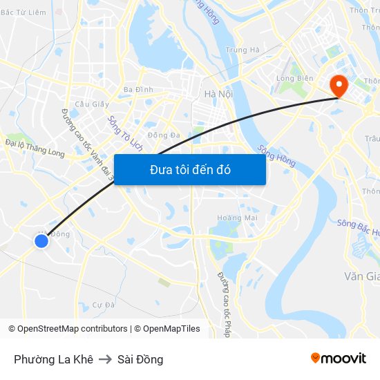 Phường La Khê to Sài Đồng map