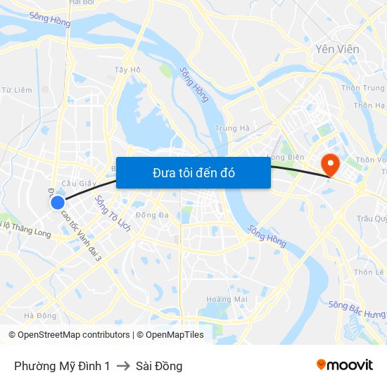 Phường Mỹ Đình 1 to Sài Đồng map