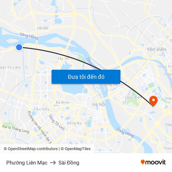 Phường Liên Mạc to Sài Đồng map