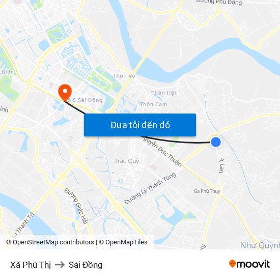 Xã Phú Thị to Sài Đồng map