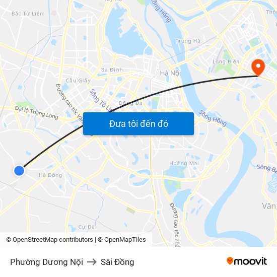 Phường Dương Nội to Sài Đồng map