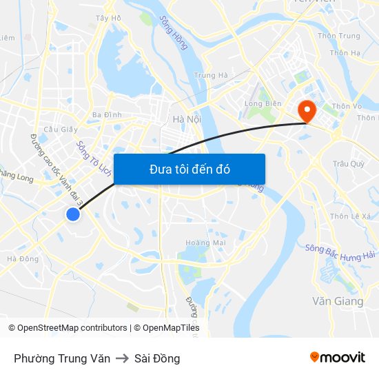 Phường Trung Văn to Sài Đồng map