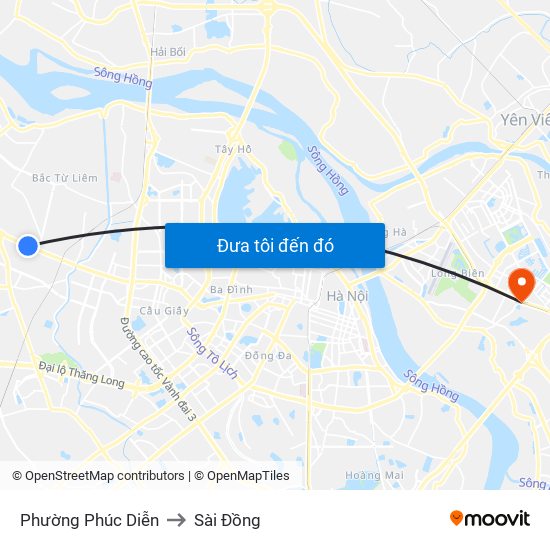 Phường Phúc Diễn to Sài Đồng map