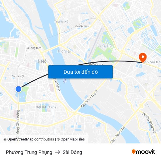 Phường Trung Phụng to Sài Đồng map