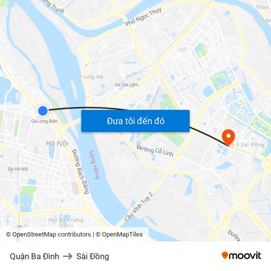 Quận Ba Đình to Sài Đồng map