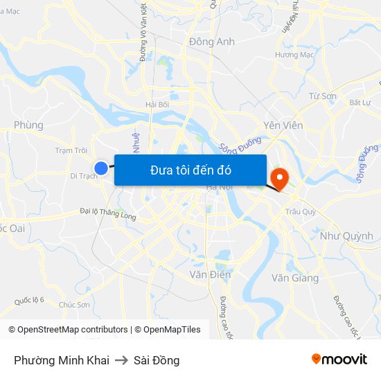 Phường Minh Khai to Sài Đồng map