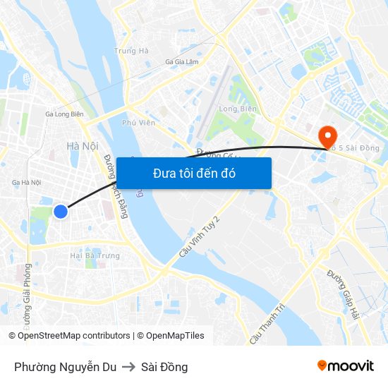 Phường Nguyễn Du to Sài Đồng map